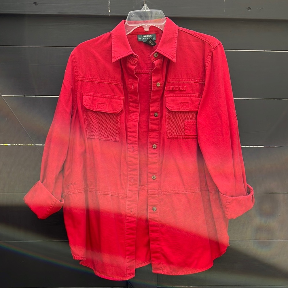 Ralph Lauren Red Cotton Safari Shirt Size L